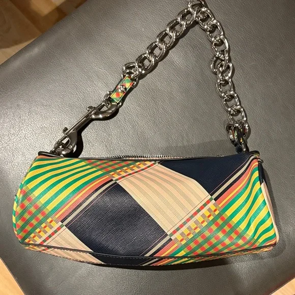 Vivienne Westwood Multicolor Plaid Clutch with Chain Strap - Picture 1 of 8